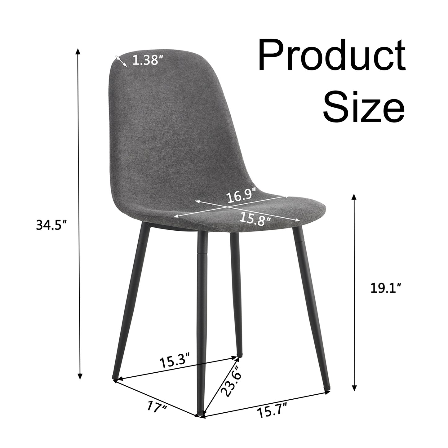 Comfortable Linen-Cotton Dining Chair Set - Six Pieces In Dark