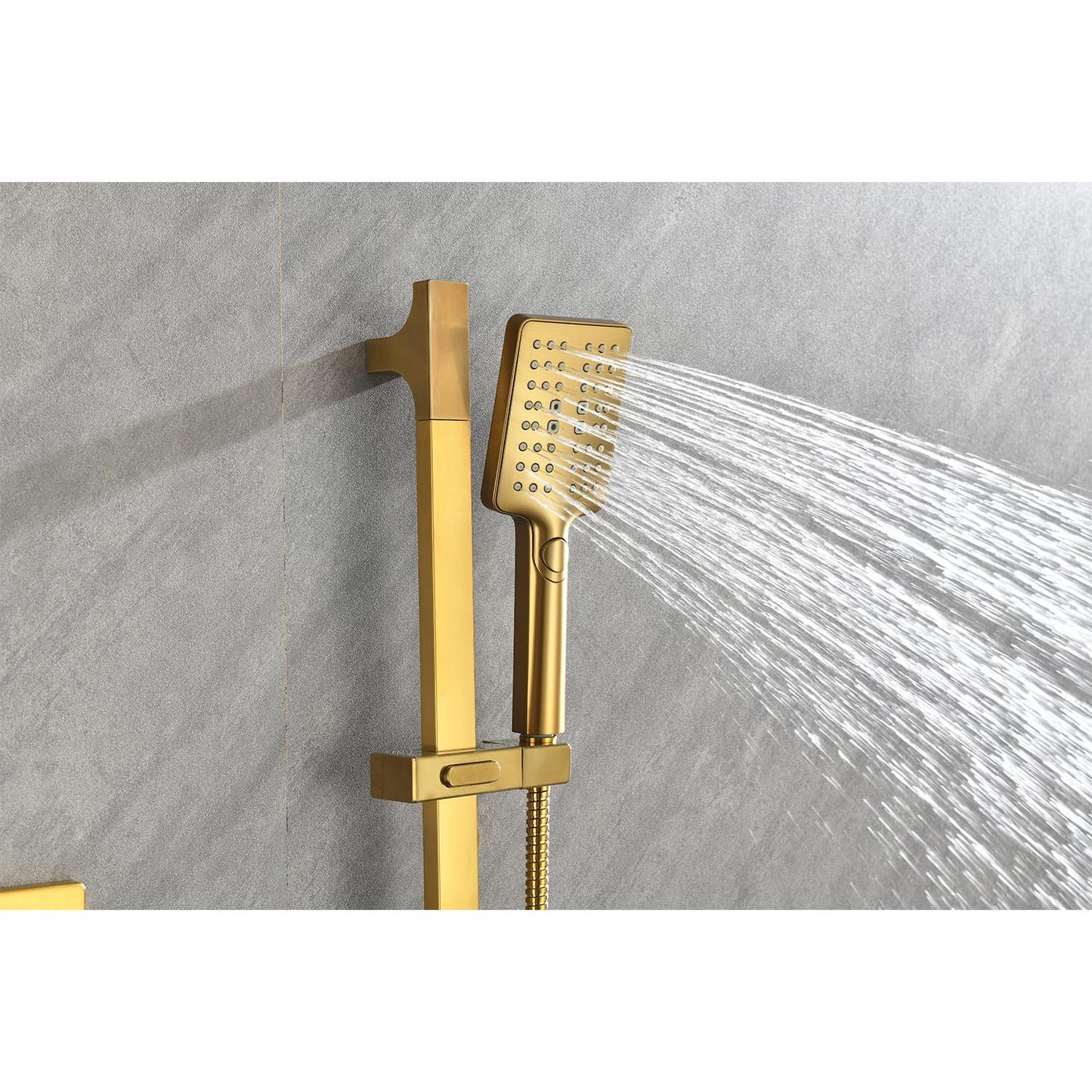 Brushed Gold Shower System - Rain Shower Head & Hand Shower