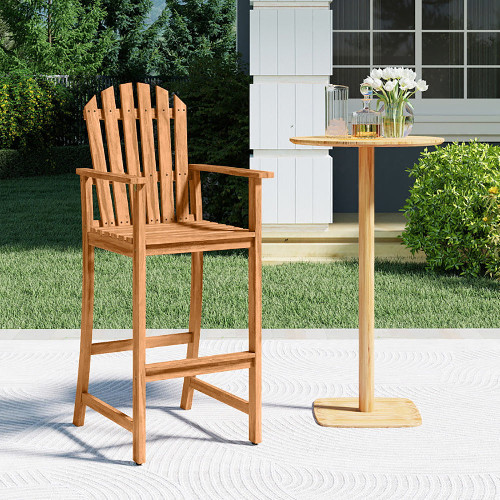 Tall Adirondack Chair With Armrests And Footrest Acacia Wood For Deck