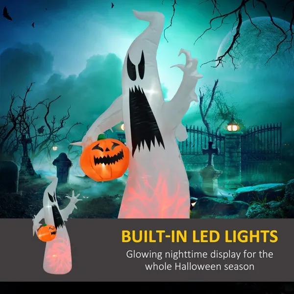 Inflatable Halloween Ghost Decoration with LED Lights - White