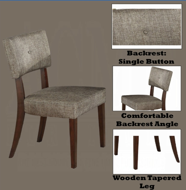 Gray Fabric Side Chair Set of 2 with Espresso Finish