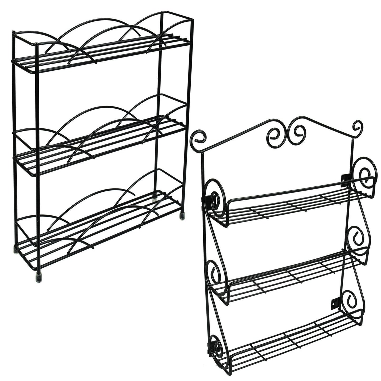 Modern Minimalist Iron Wall Kitchen Storage Rack with 3 Layers
