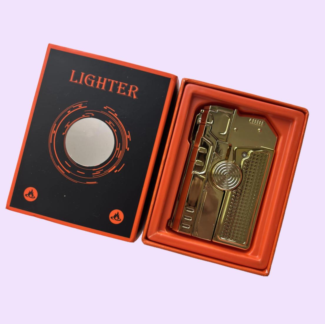 Windproof 2-in-1 Torch Lighter with Fidget Spinner Design - Black