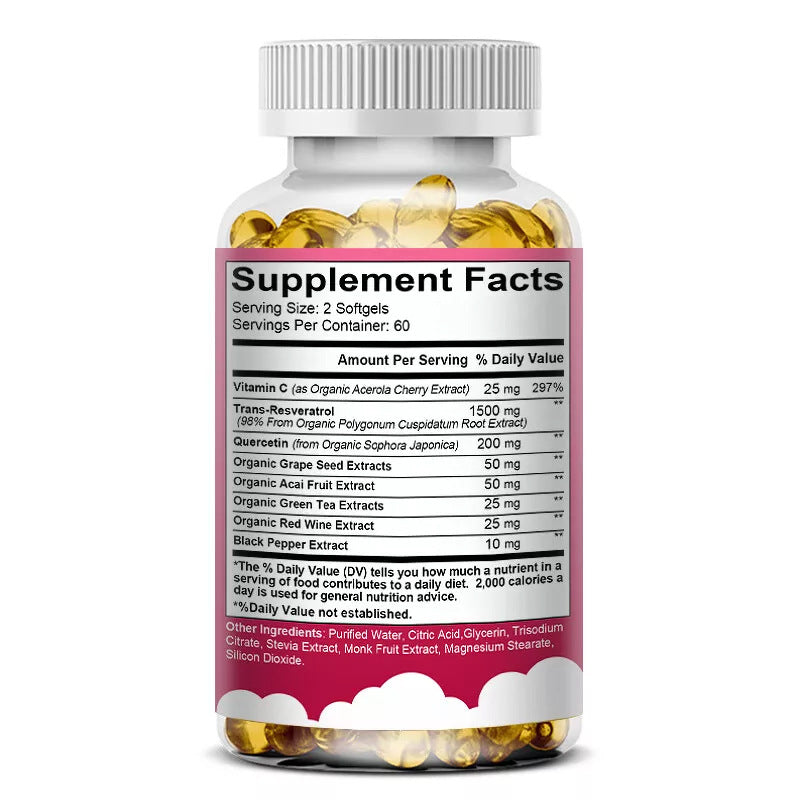 Resveratrol Capsules 120 Tablets Per Bottle