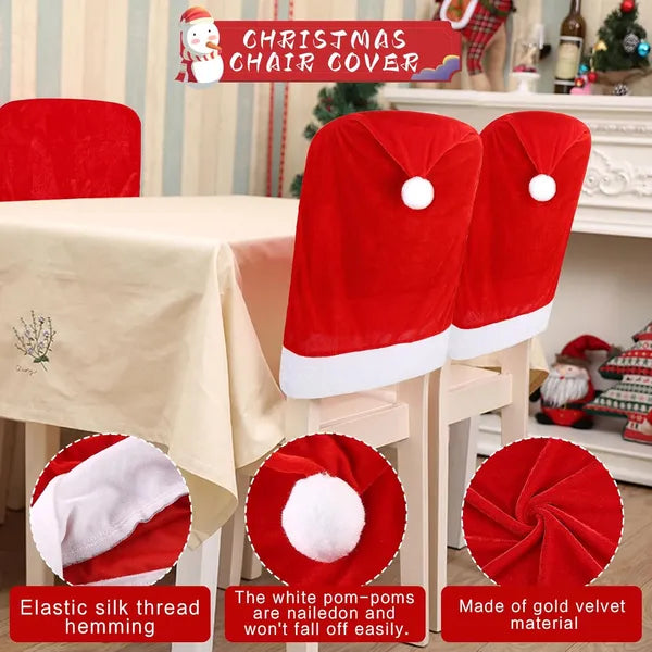 Christmas Santa Hat Chair Covers Set - Festive Holiday Decor