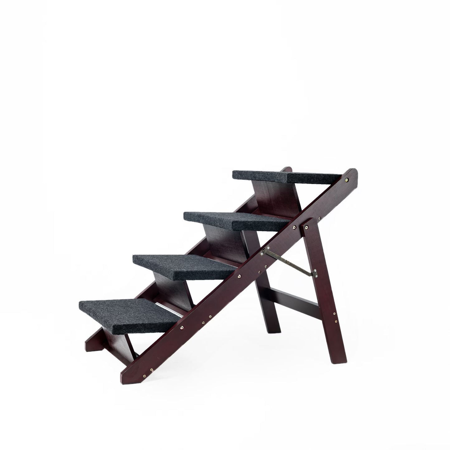 Foldable Wooden Dog Stairs & Ramp - 4 Levels Pet Access Ladder for Beds & Cars