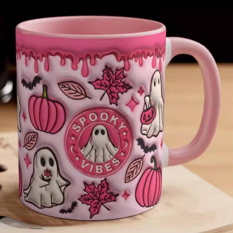 Halloween Pumpkin Ceramic Coffee Mug - 350ml Colorful Home Drinkware