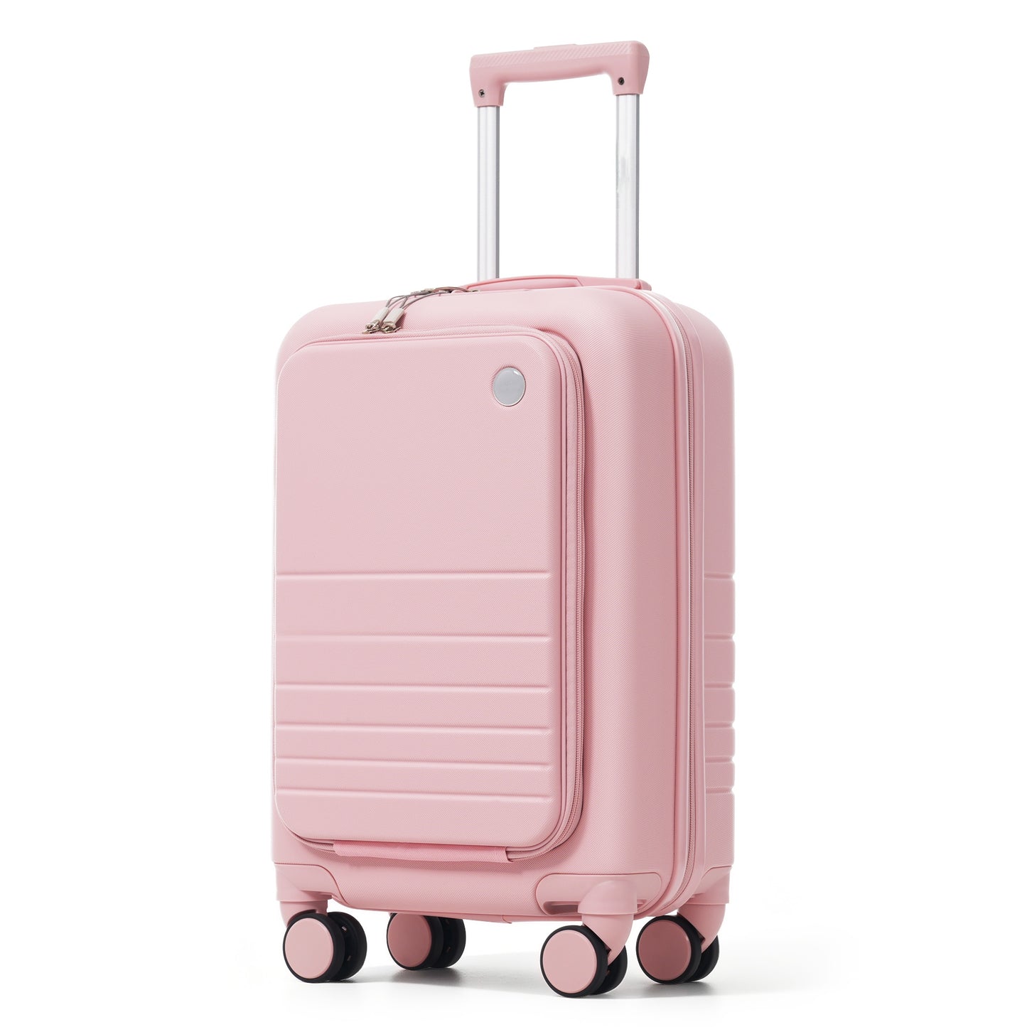 4-Piece Pink Luggage Set with USB Charging Ports & Toiletry Bag