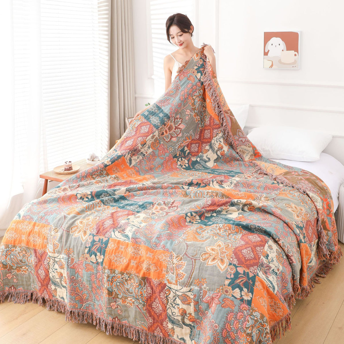 Multi-Layer Cotton Gauze Blanket for Sofa and Home Decor