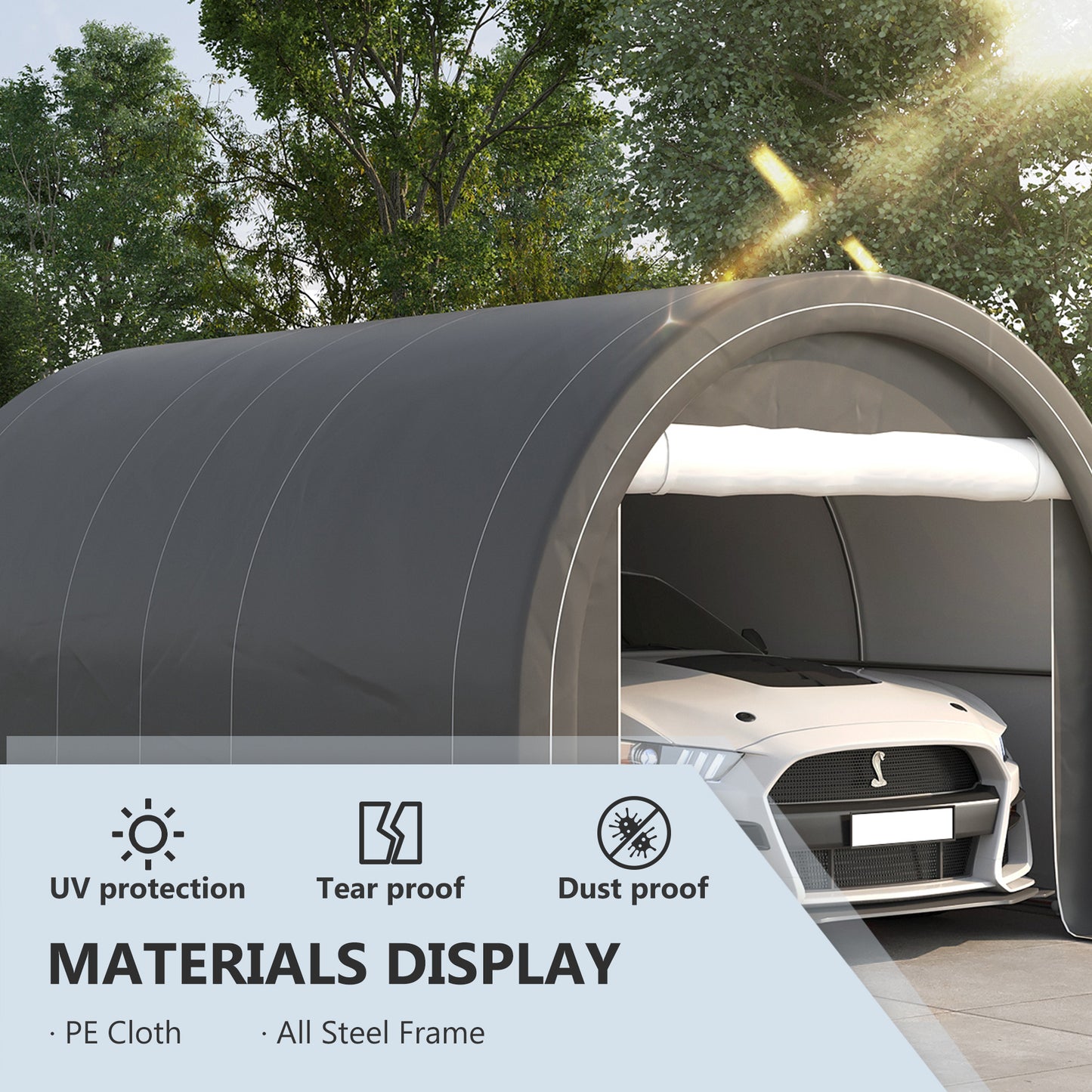 Heavy Duty Portable Carport Canopy - 10 x 16 ft, Gray