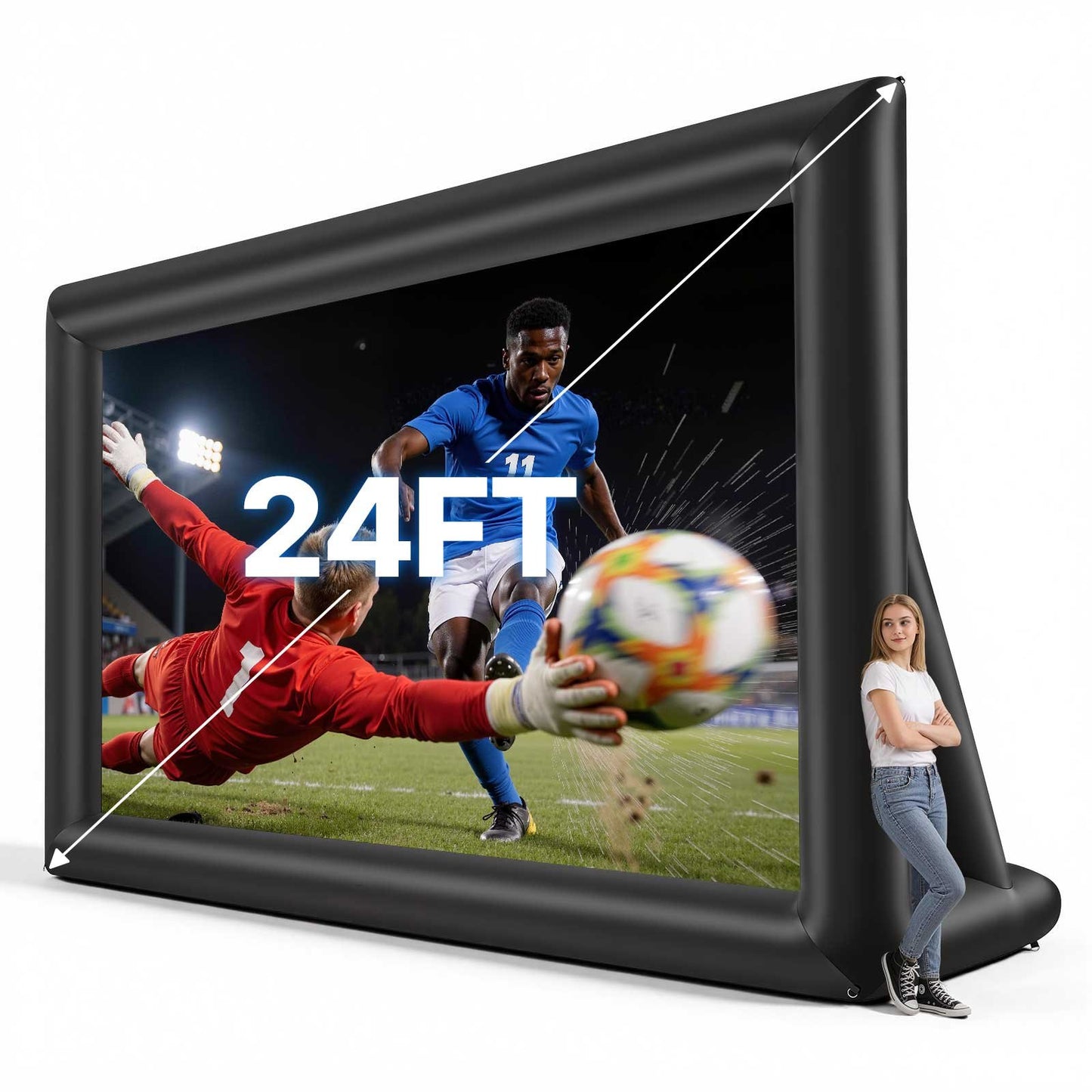 24 Ft Inflatable Outdoor Movie Screen - Portable Backyard Projection System