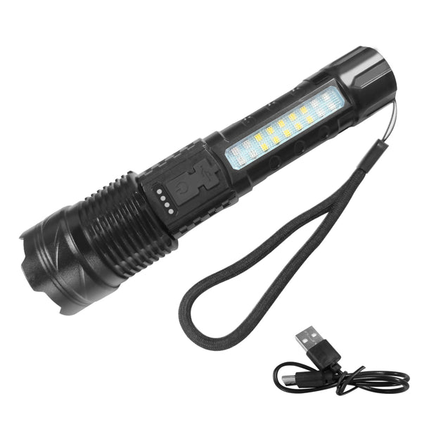Rechargeable LED Flashlight with Zoom, 7 Modes, Waterproof, for Camping Hiking Outdoors