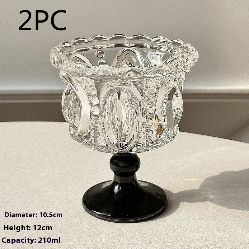 European Style Carved Glass Drinkware - 210ml Home Bar Glasses Set