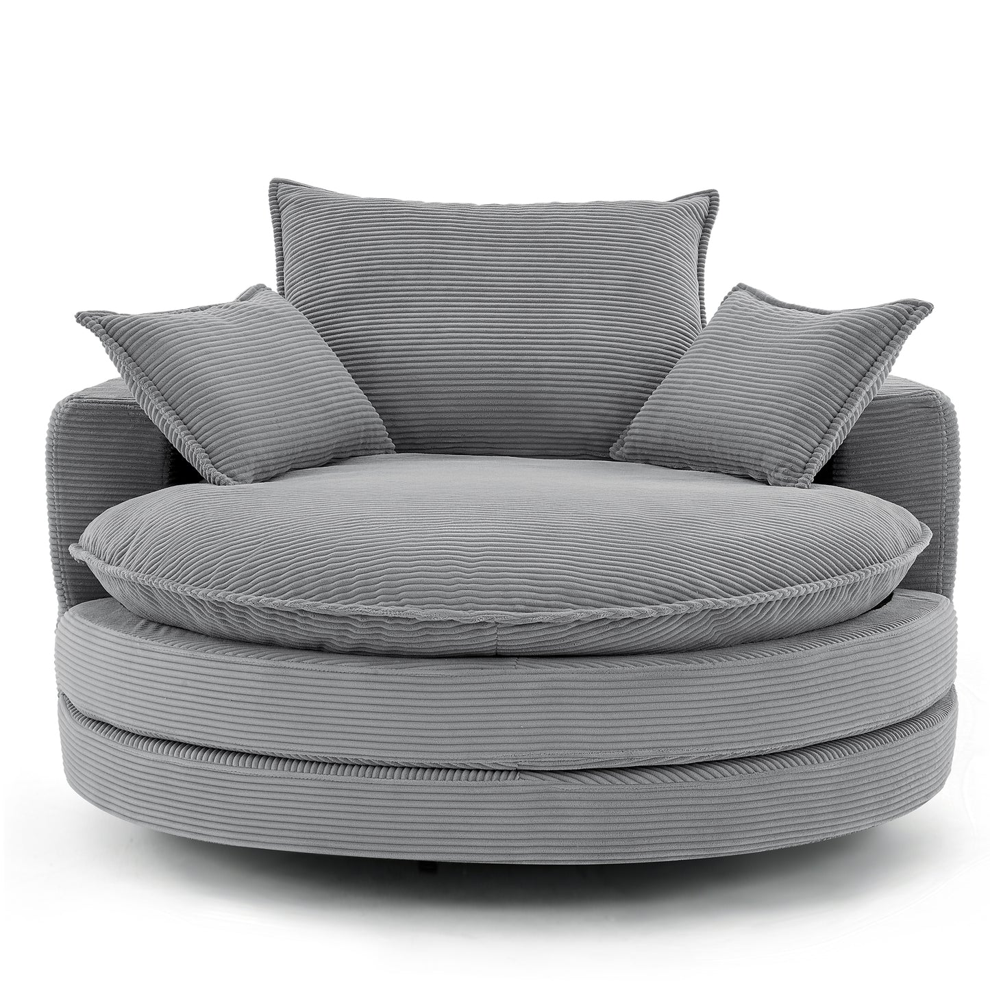 360° Swivel Barrel Chair with Dual-Layer Cushion - Grey