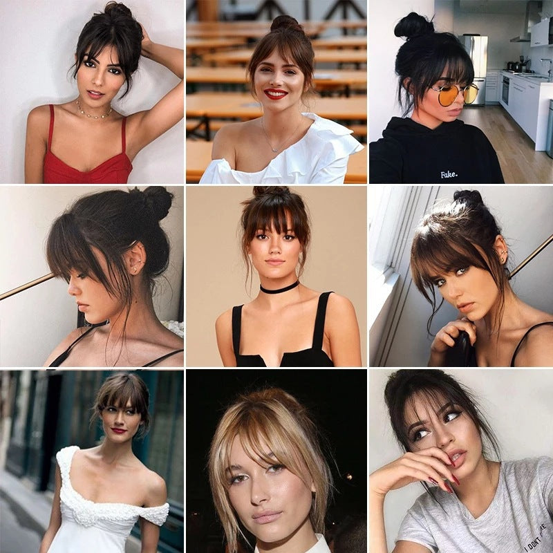 3D Bangs Straight Replacement Hair Covering Wig Set - High-Temp Fiber