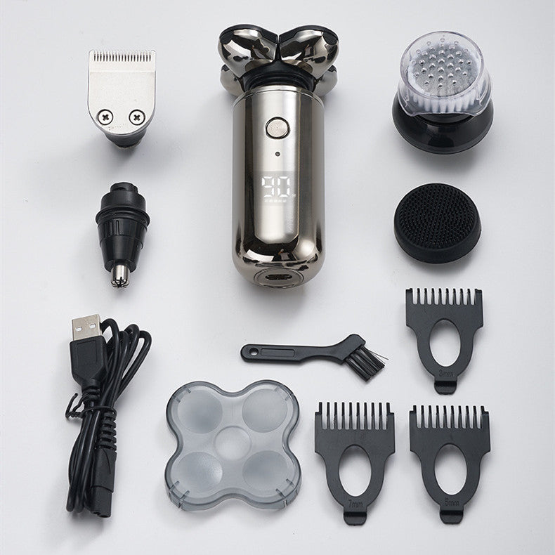 Digital Intelligent 5-Blade Electric Shaver – Silver, USB Rechargeable