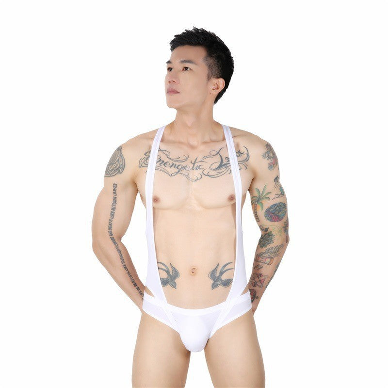 See-Through Ice Silk Jumpsuit Men’s Underwear - One Size, Men’s Lingerie