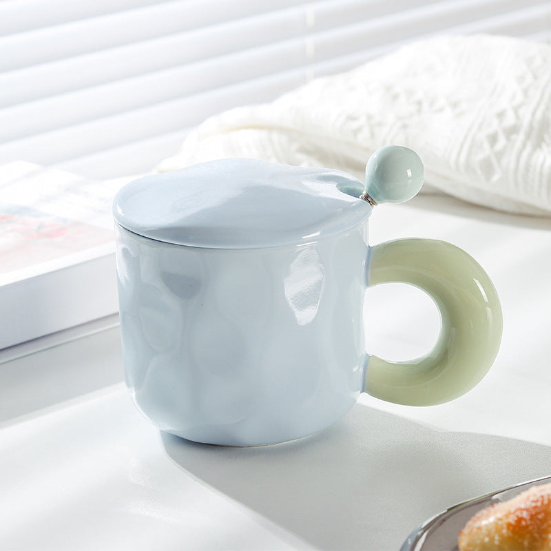 Cute Cartoon Ceramic Mug with Lid and Spoon - Multiple Colors & 500ml