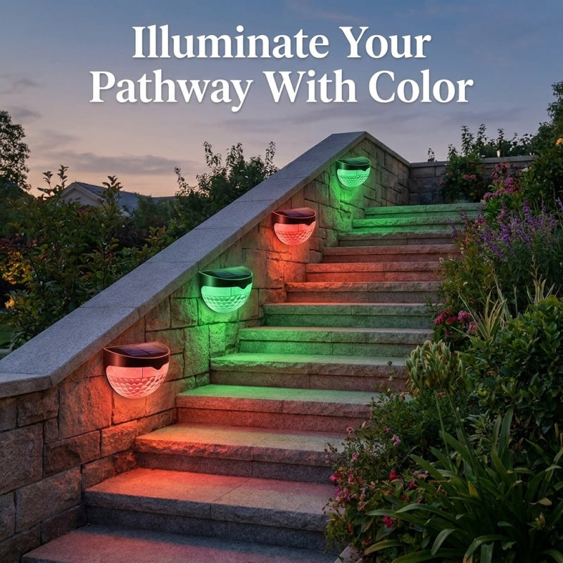 12 PCS RGB Solar Fence Lights - Waterproof Outdoor Wall Deck Step Lighting