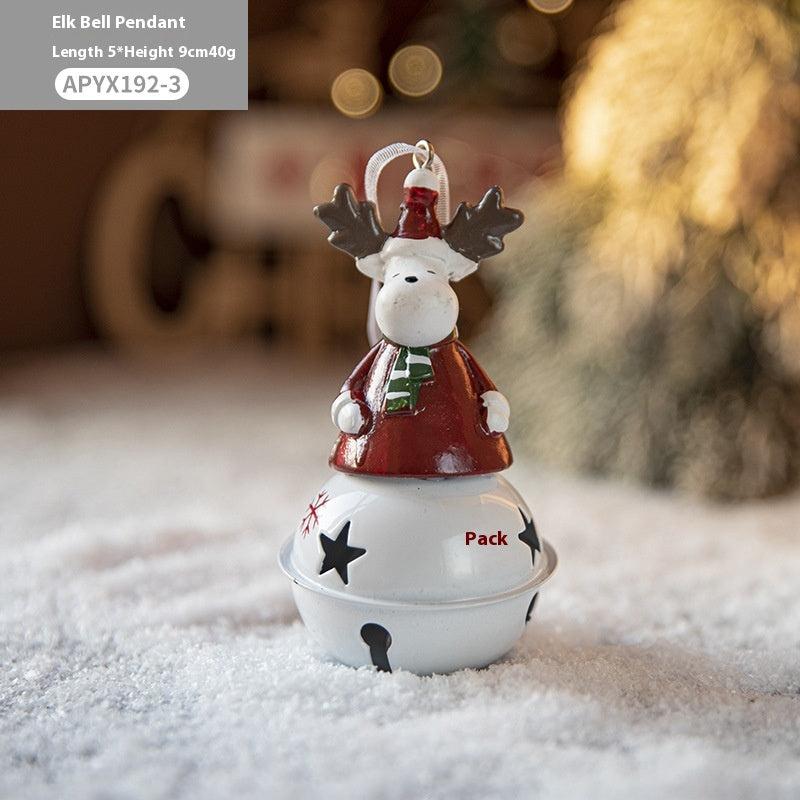 Christmas Iron Bell Pendant Set - Snowman, Elk & Santa Decorations