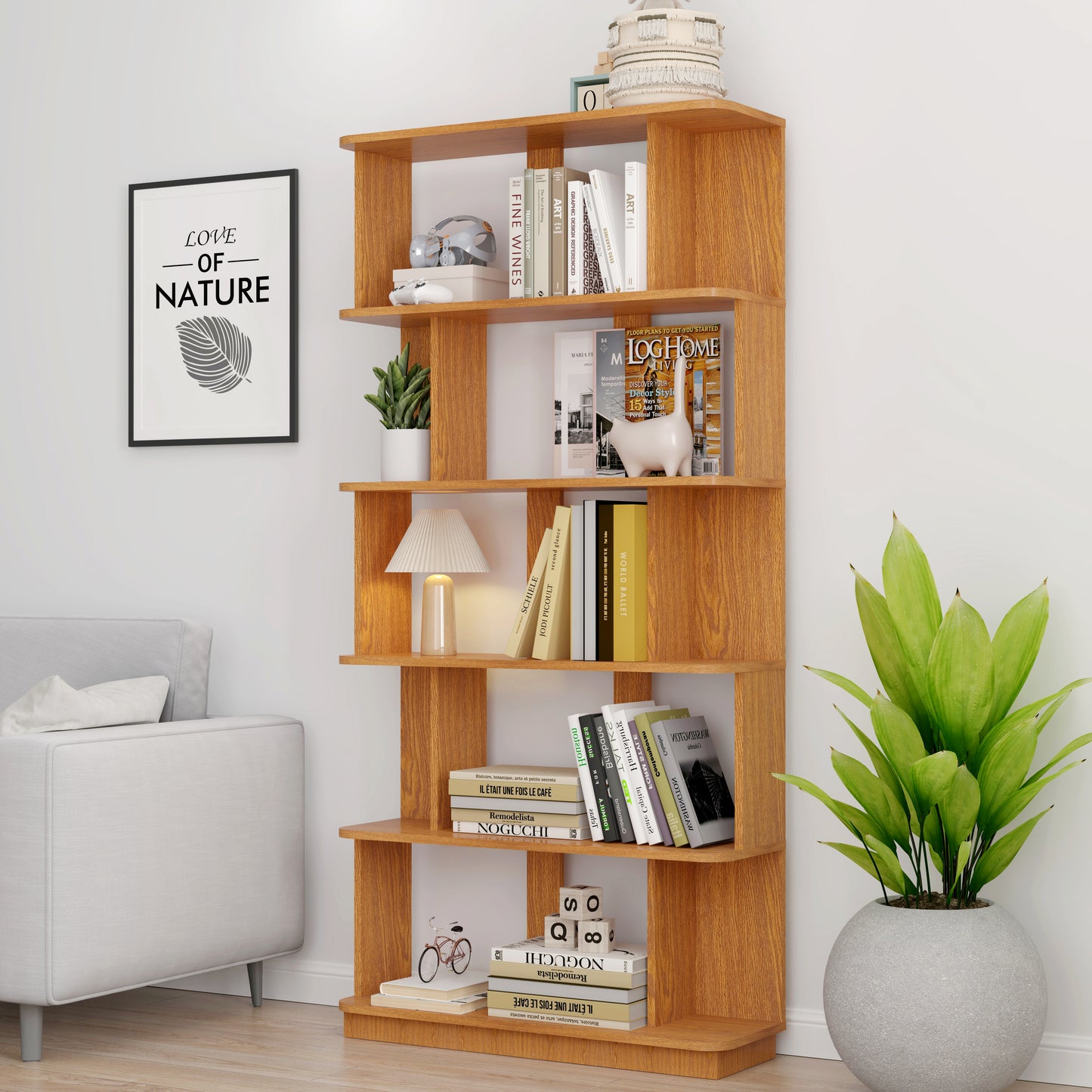 31.5L X 64.56H Free Combination Bookshelf Modern 5-Tier Open Storage