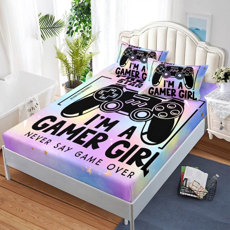 Three-Piece Bedding Set with Fitted Sheet and Pillowcases - Multiple Sizes & Styles