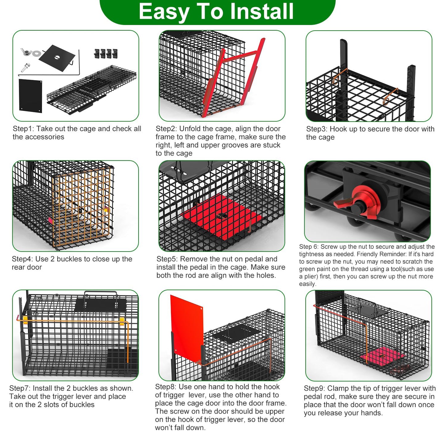Humane Live Animal Cage Trap - Galvanized Iron, Multiple Sizes