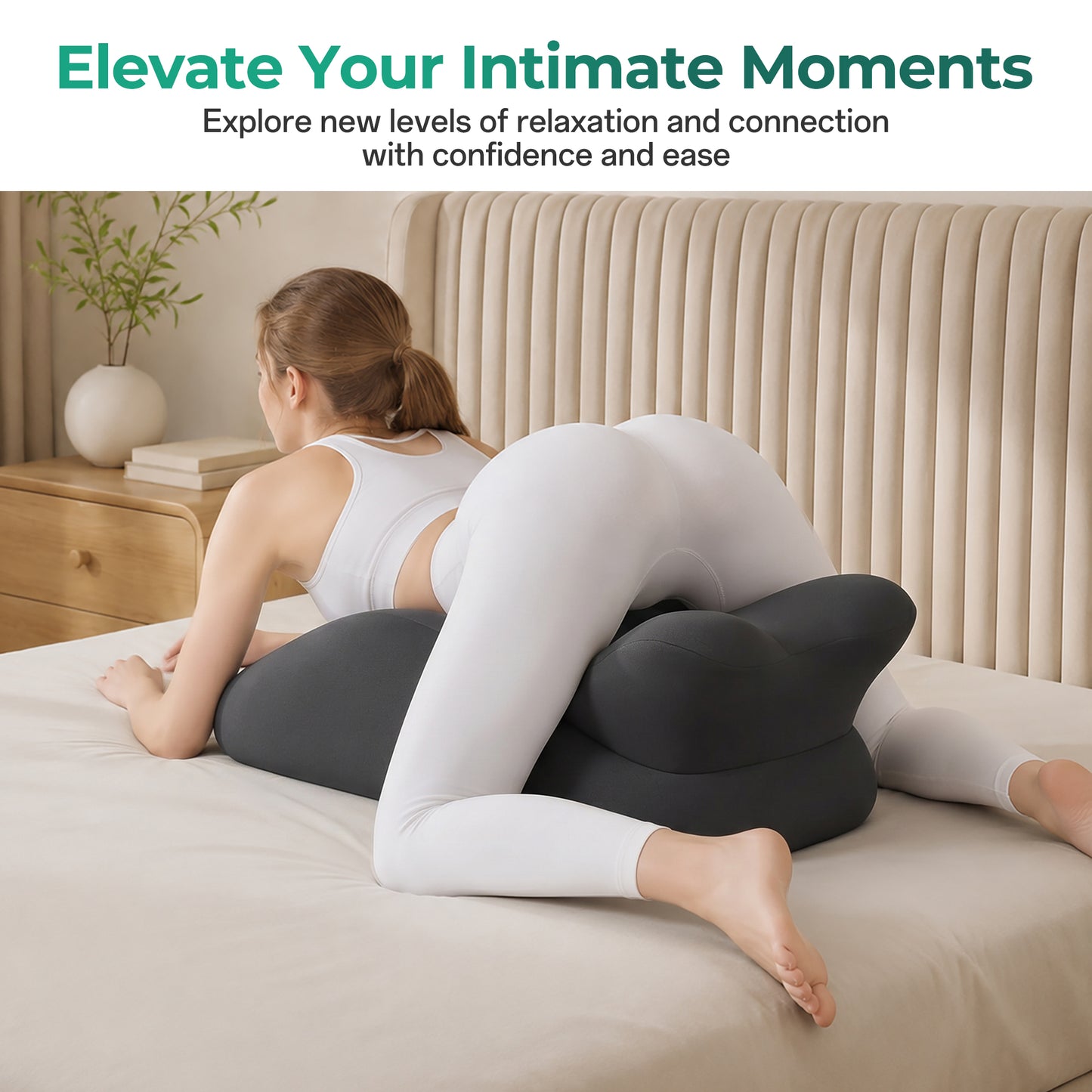 Ergonomic Memory Foam Wedge Pillow for Couples - Dark Grey