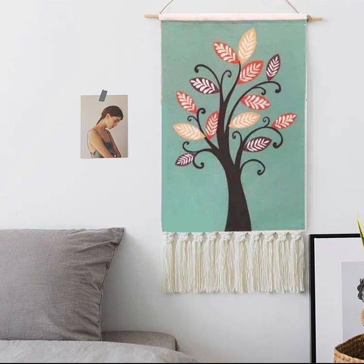 Hand-Woven Tassel Tapestry Wall Hanging Home Decor - 70x50cm