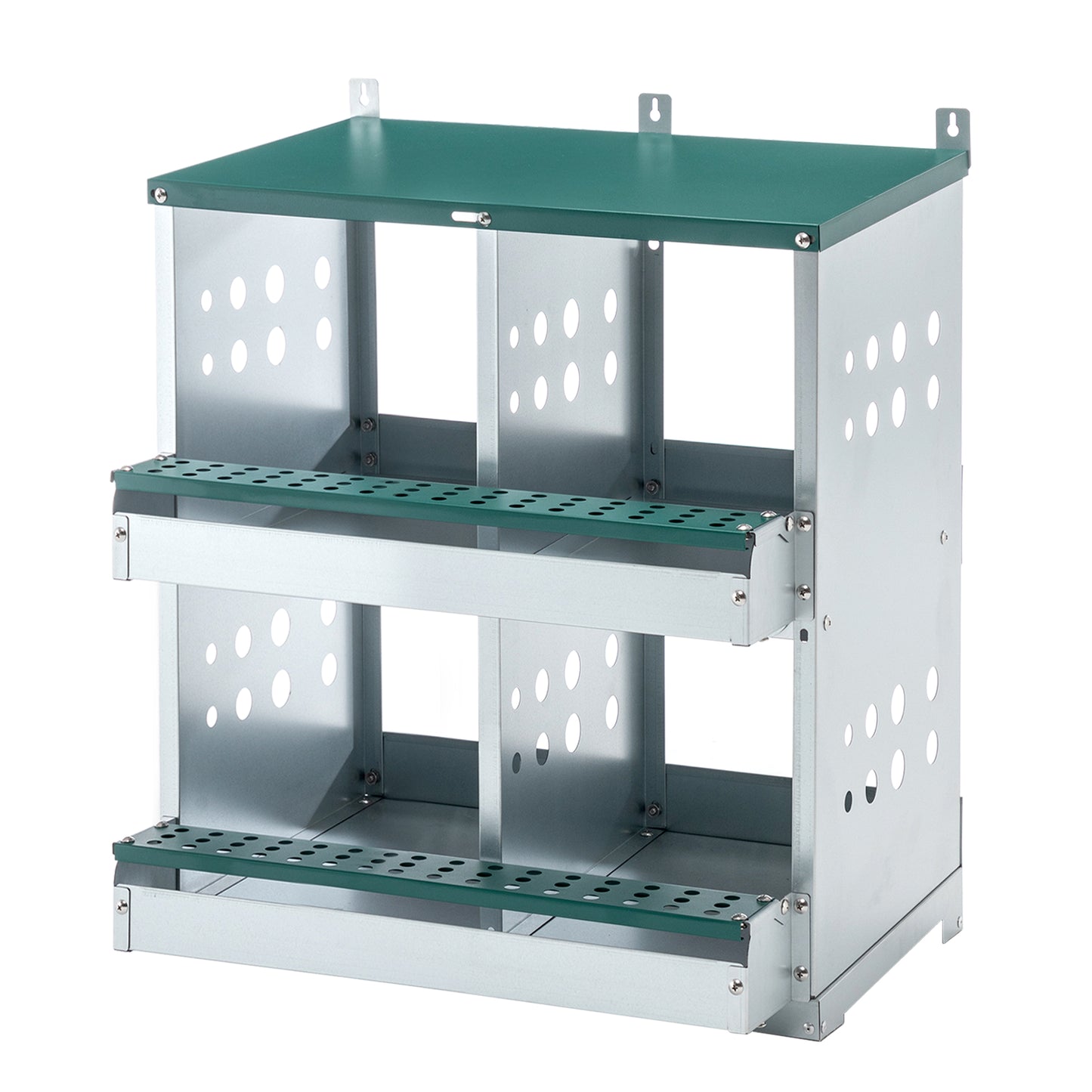 4-Compartment Galvanized Steel Chicken Nesting Box Wall Mount Egg Laying Coop with Green Finish