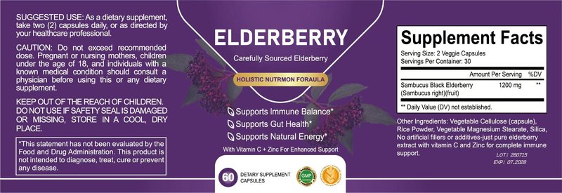 Elderberry Capsules - Natural Immune Support
