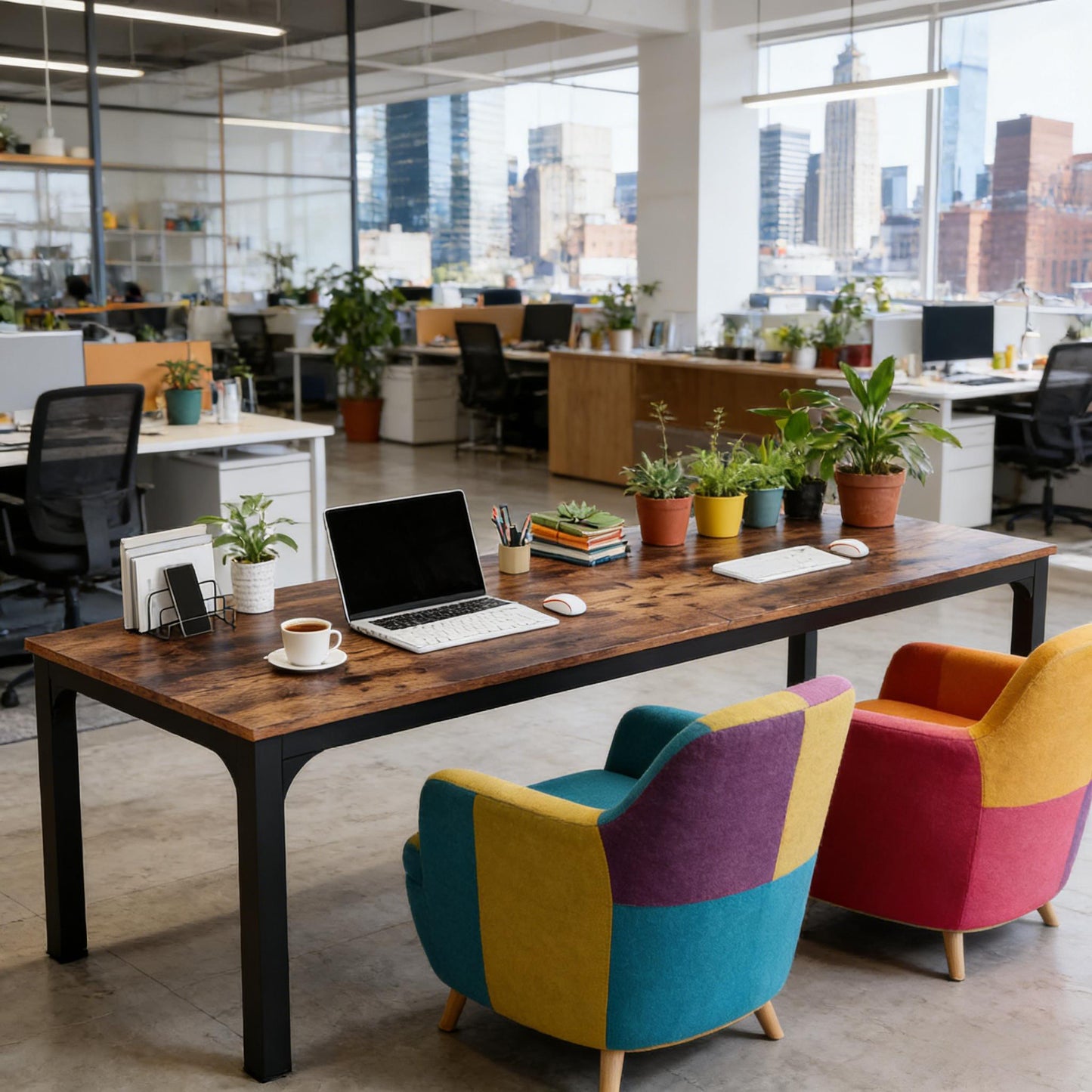 Office Desk with Dual Workstation - Rectangle Conference Table