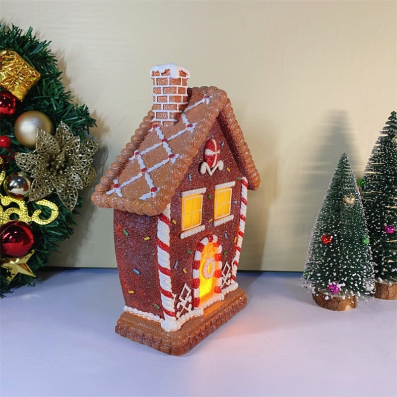 Christmas Gingerbread Man Decoration with Light - Resin Holiday Ornament