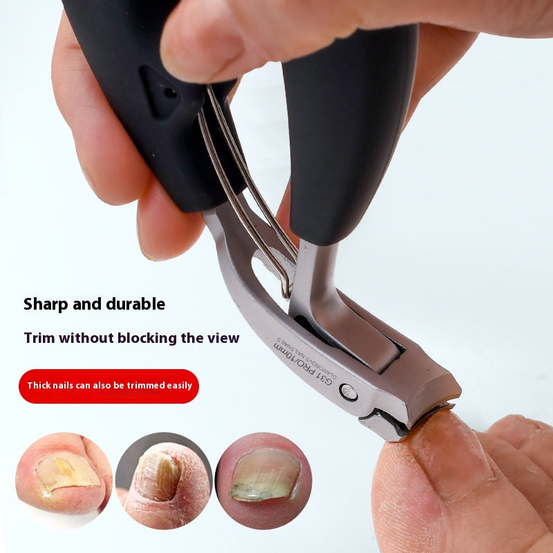 Large Opening Anti-Splash Nail Clippers with Secondary Blade - Black