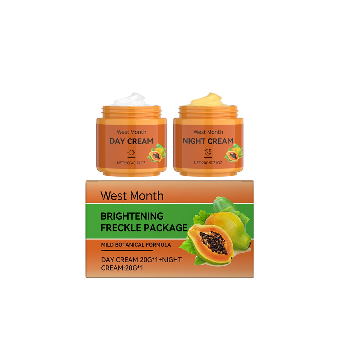 Papaya Facial Cream Set - Vitamin C Day & Niacinamide Night Moisturizer