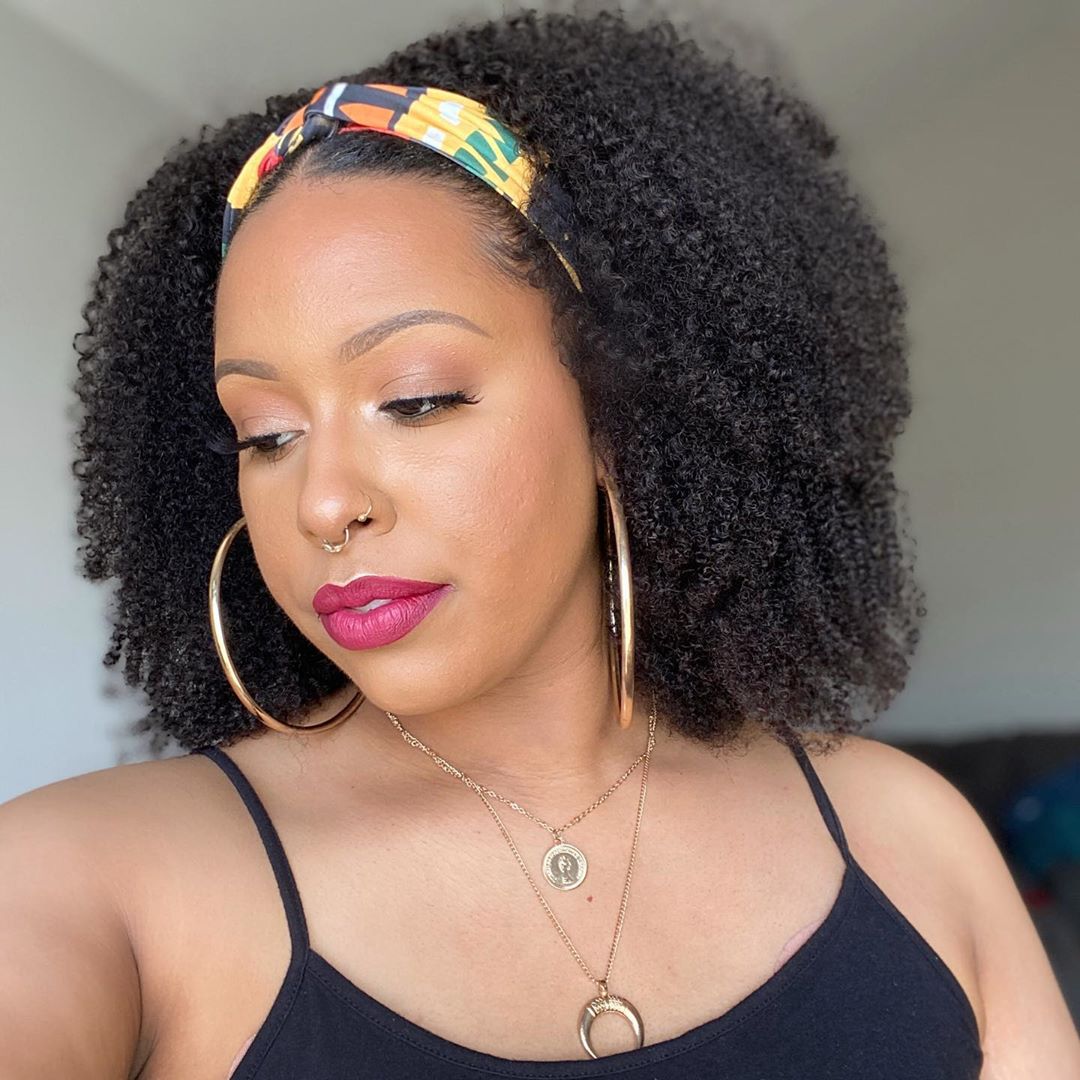 Black Curly Afro Wig with Hand Curl Tubing - Fluffy Short Style for Hair & Beauty