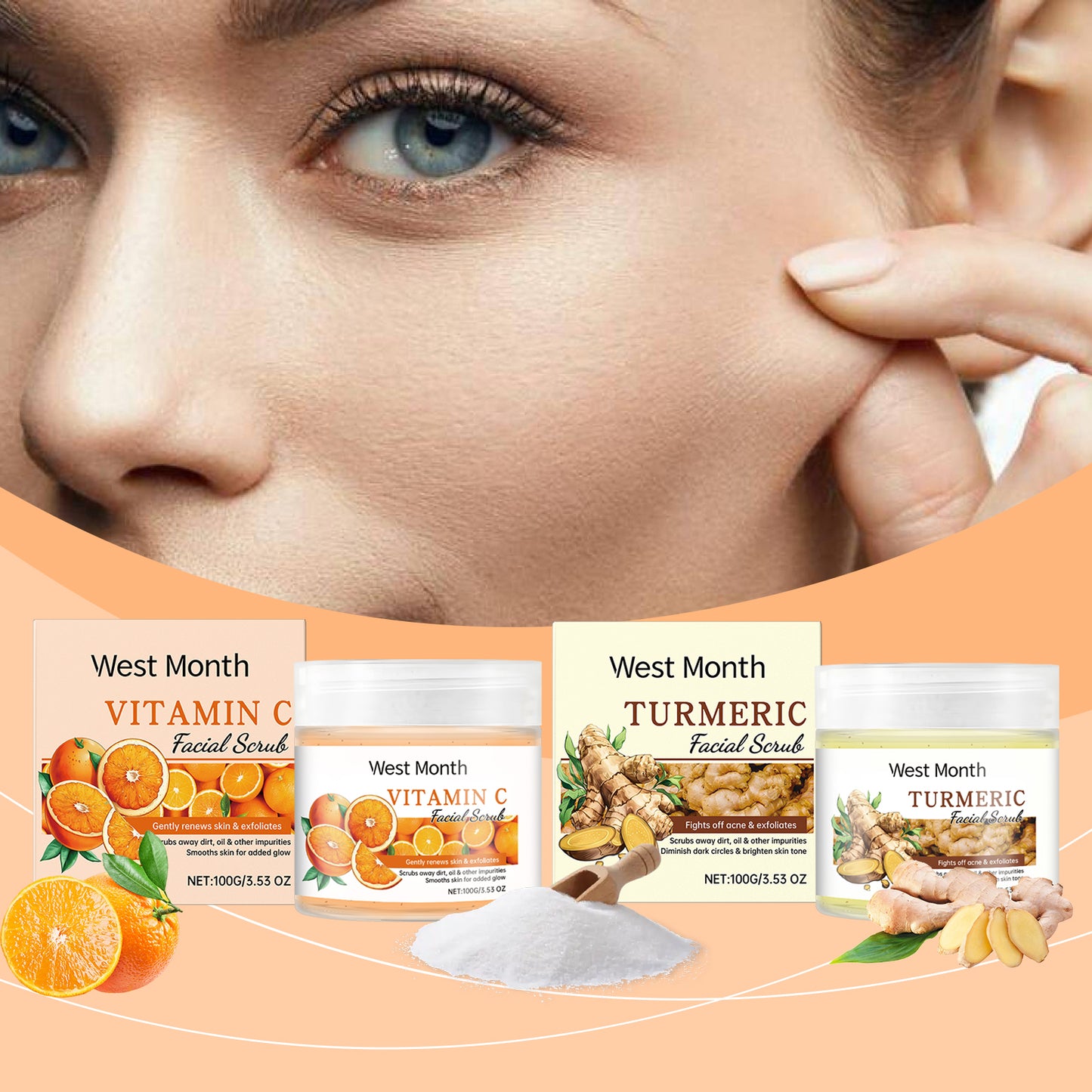 Turmeric Facial Scrub Exfoliating Cleanser for Brightening & Smoothing