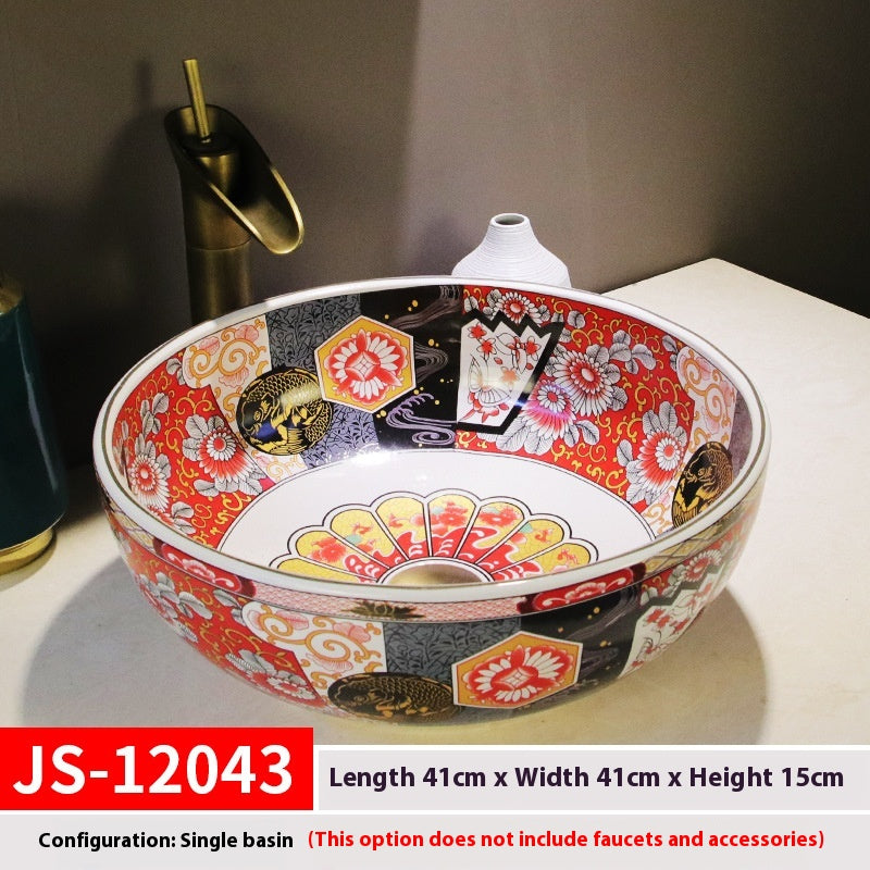 Artistic Ceramic Hand Washing Basin Retro Style - Multiple Variants