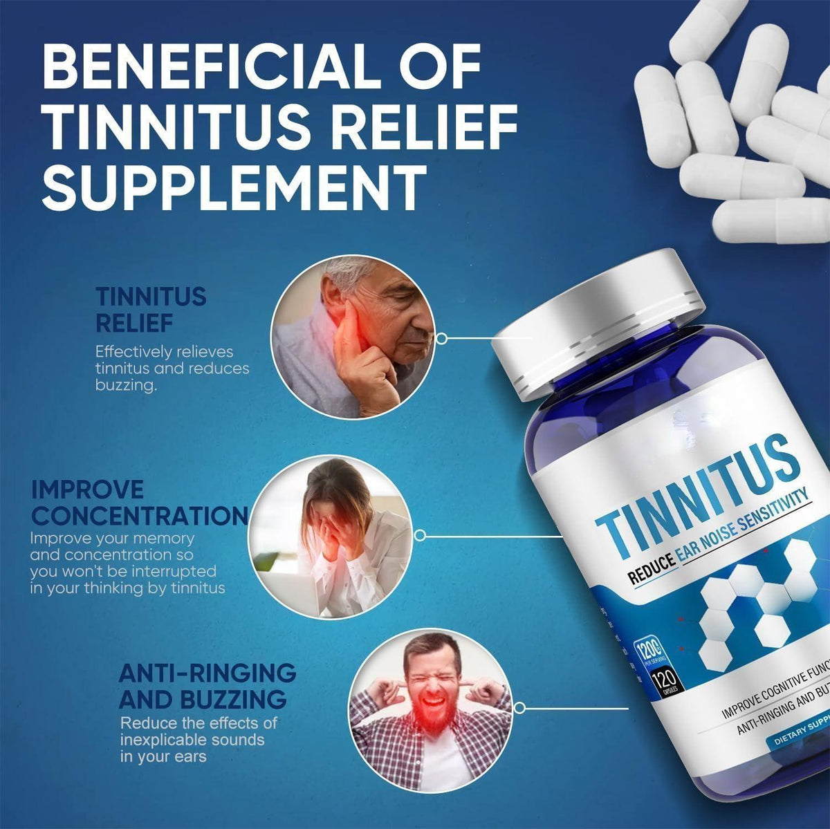 Tinnitus Relief Supplement Capsules 120-Count