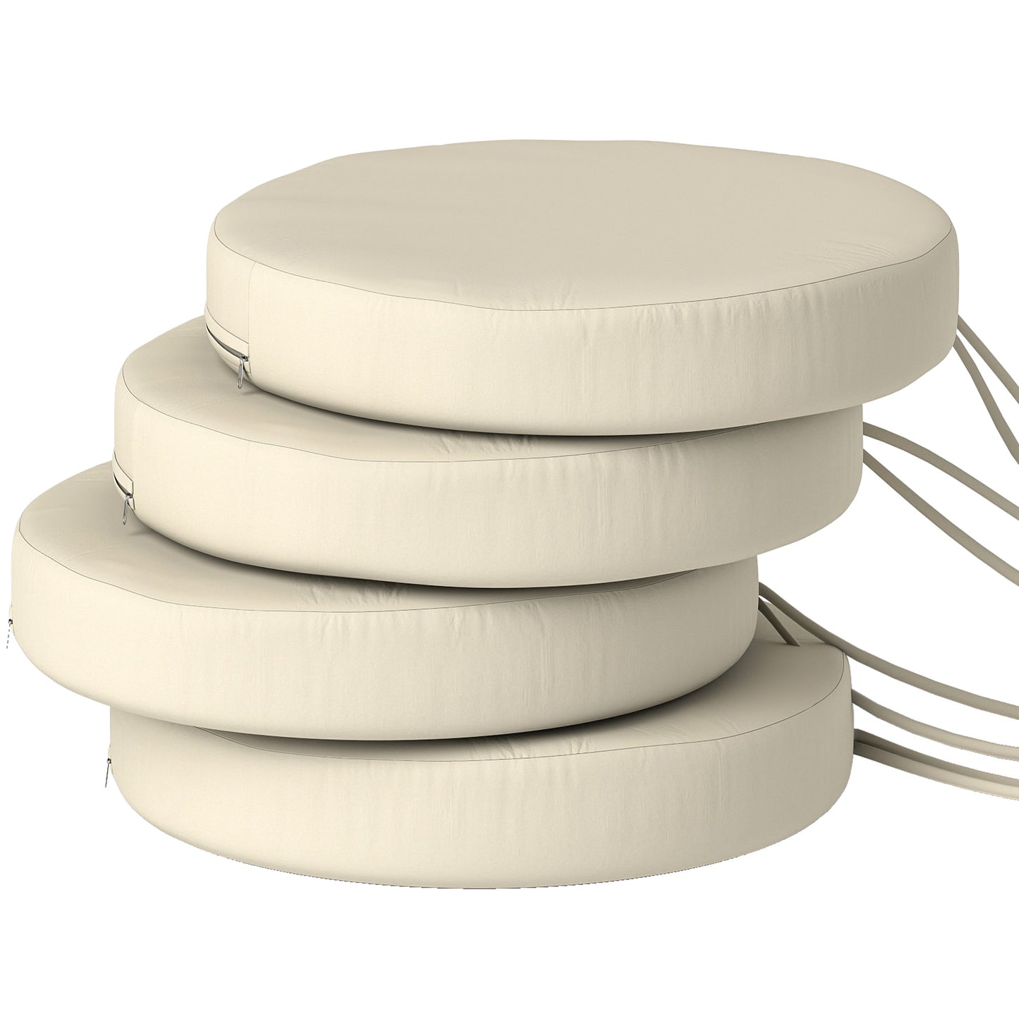 Round Patio Chair Cushions Set of 4 - 15" Cream White
