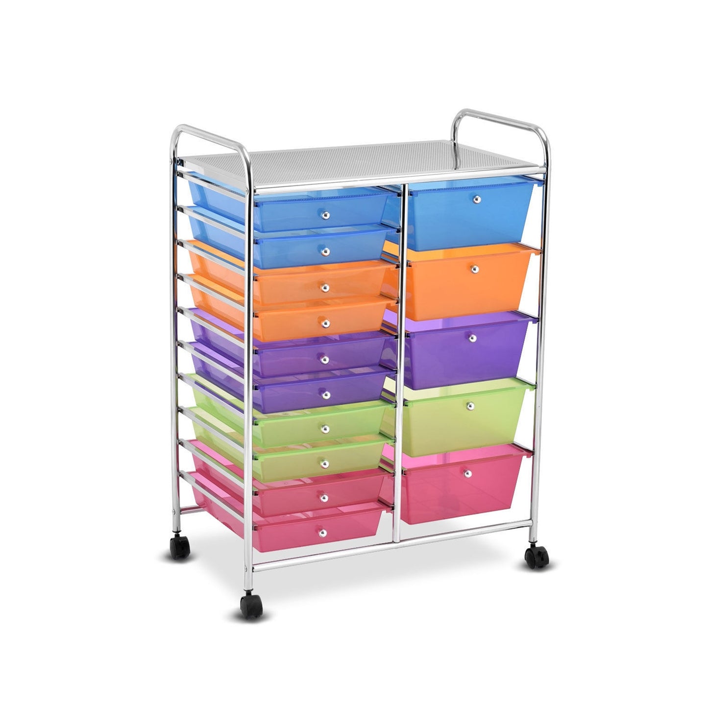 15-Drawer Rolling Storage Cart Organizer with Metal Frame