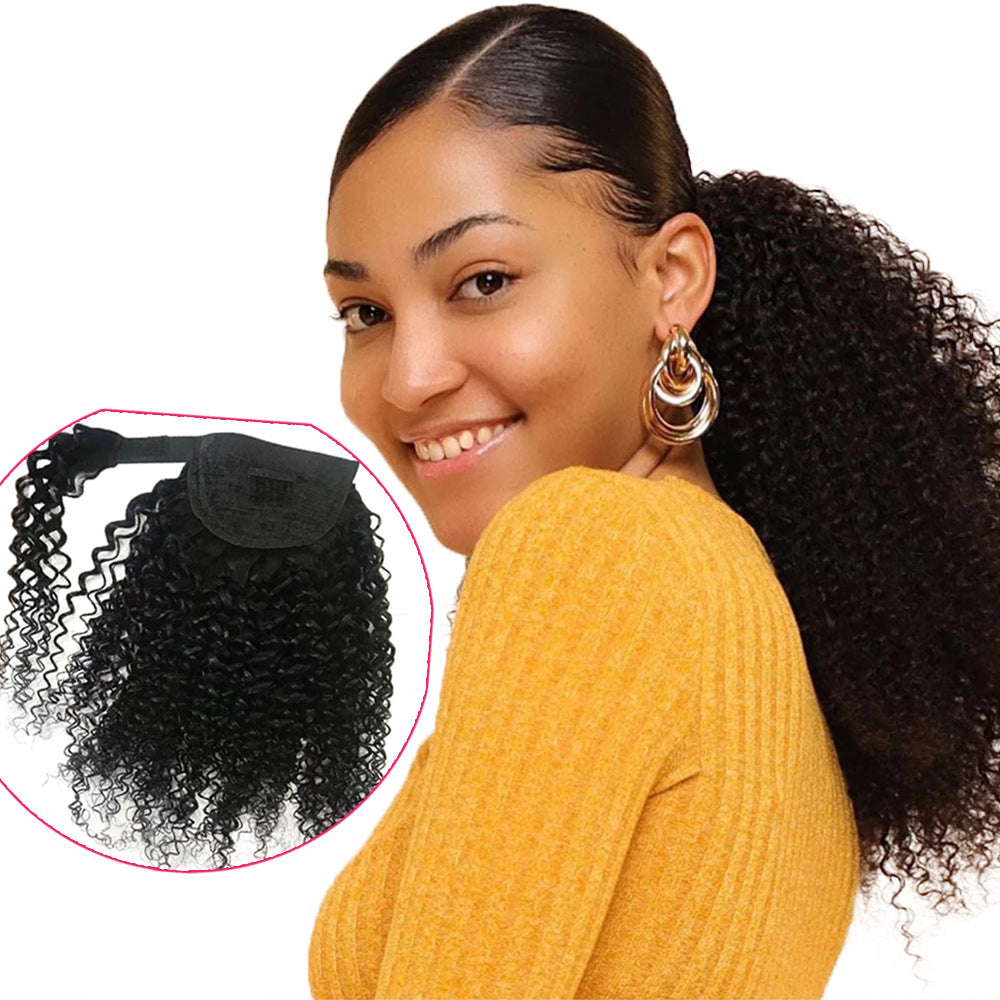 Human Hair Velcro Ponytail - Kinky Curly