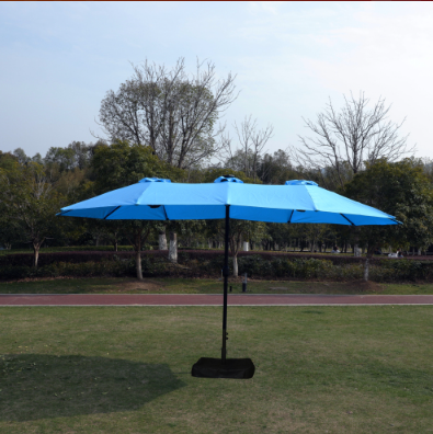 15x9ft Double-Sided Rectangular Patio Market Umbrella - Blue