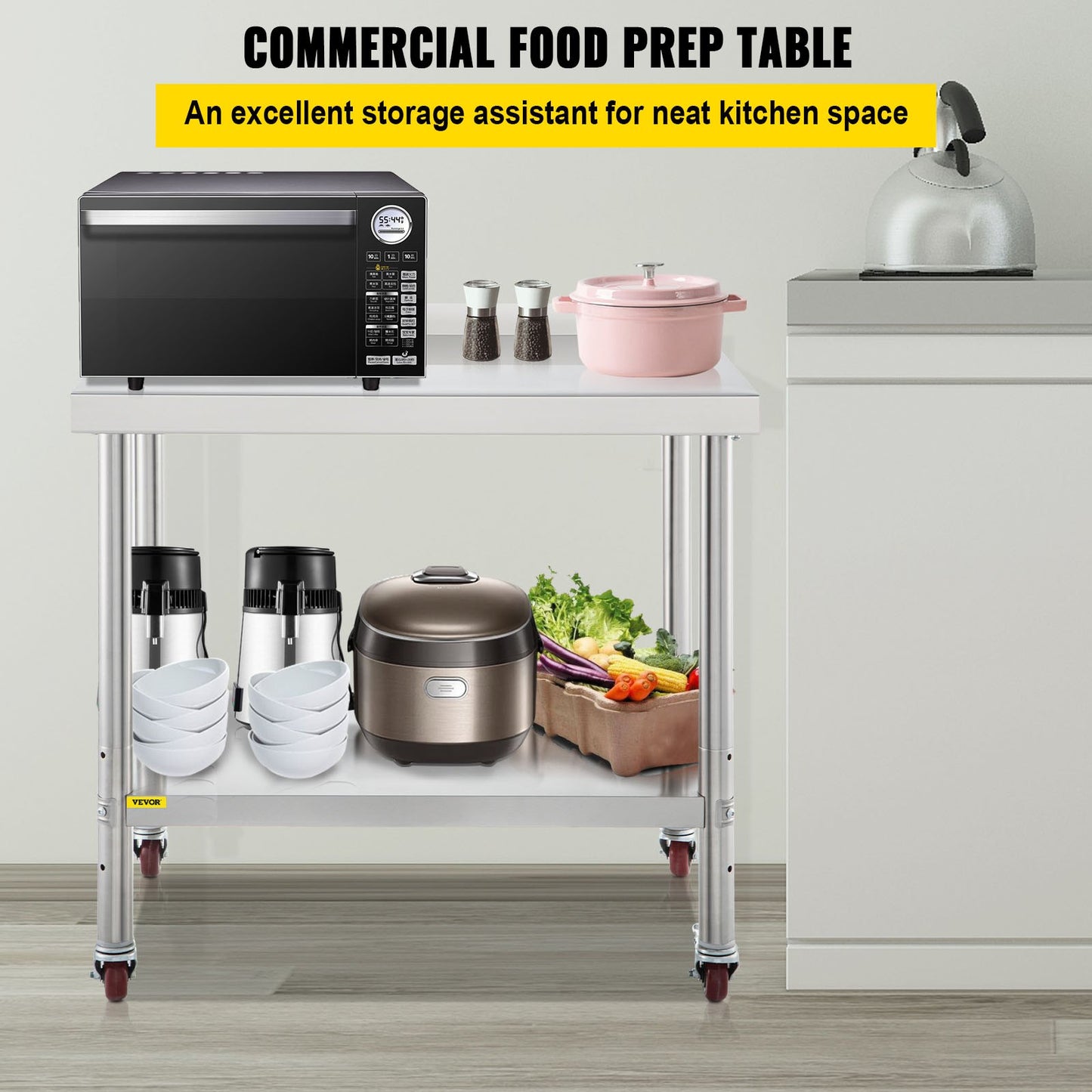 Heavy Duty Stainless Steel Prep Table with Adjustable Undershelf