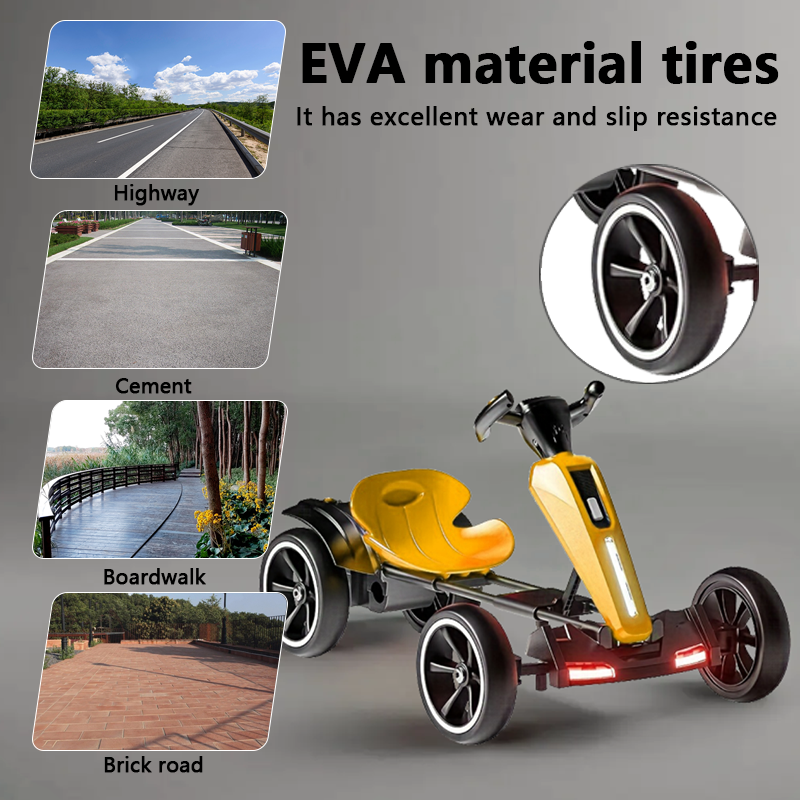 12V Electric Kids Pedal Go Kart with Adjustable Seat - Yellow