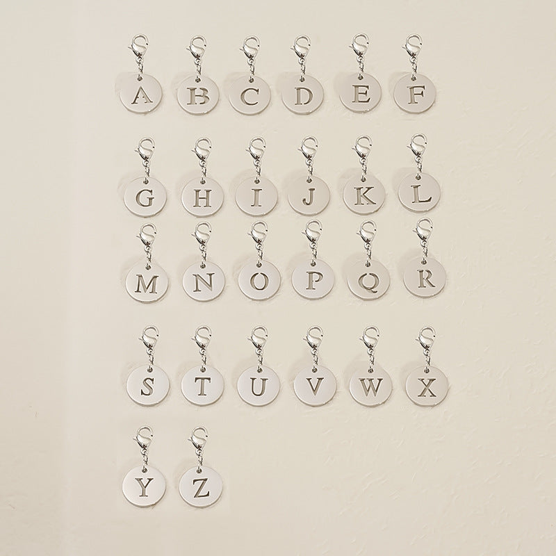Alphabet Letter Stainless Steel Jewelry Pendant Set - Titanium Steel Bracelet & Necklace Accessories