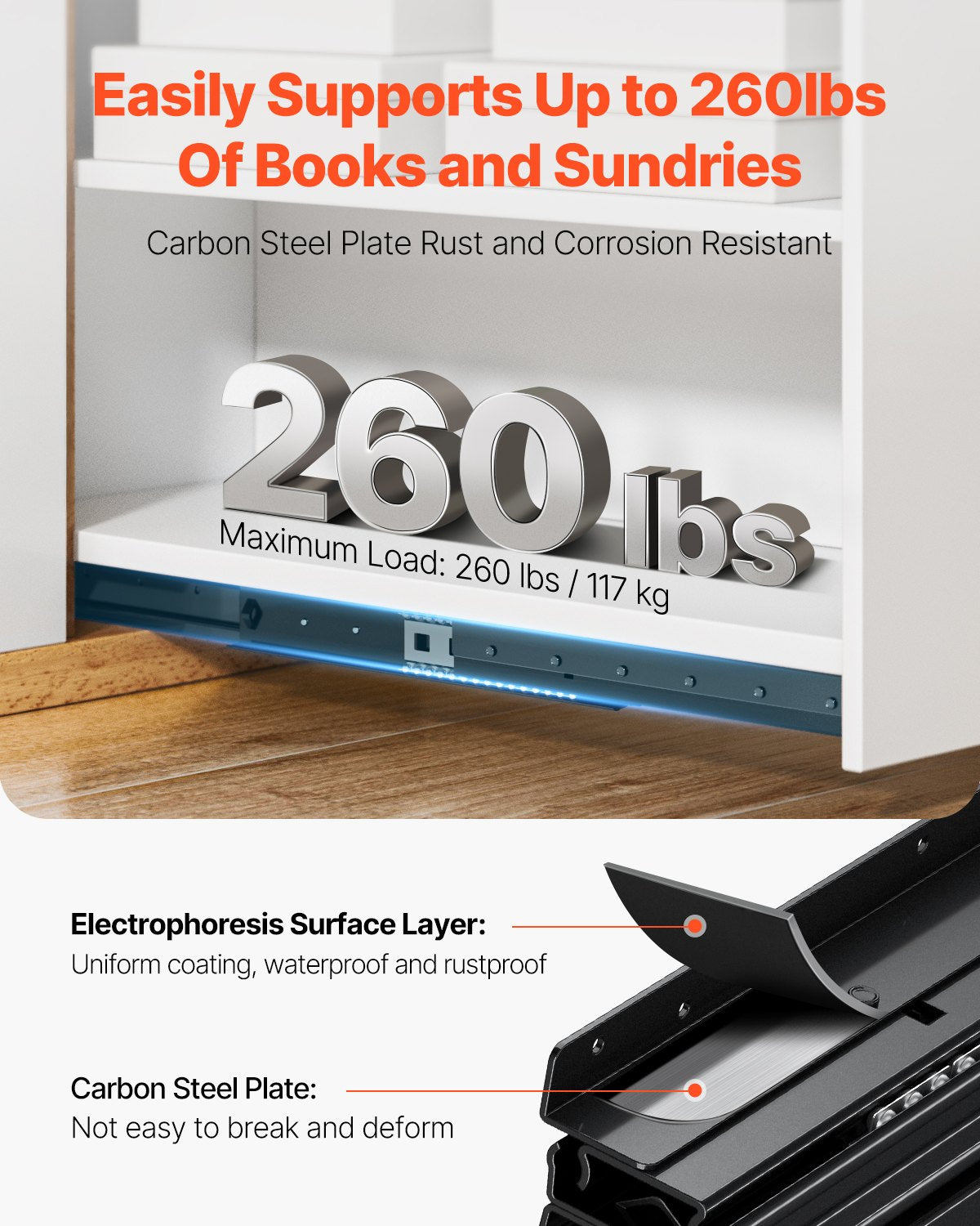 24-Inch Undermount Drawer Slides - 260 LB Capacity