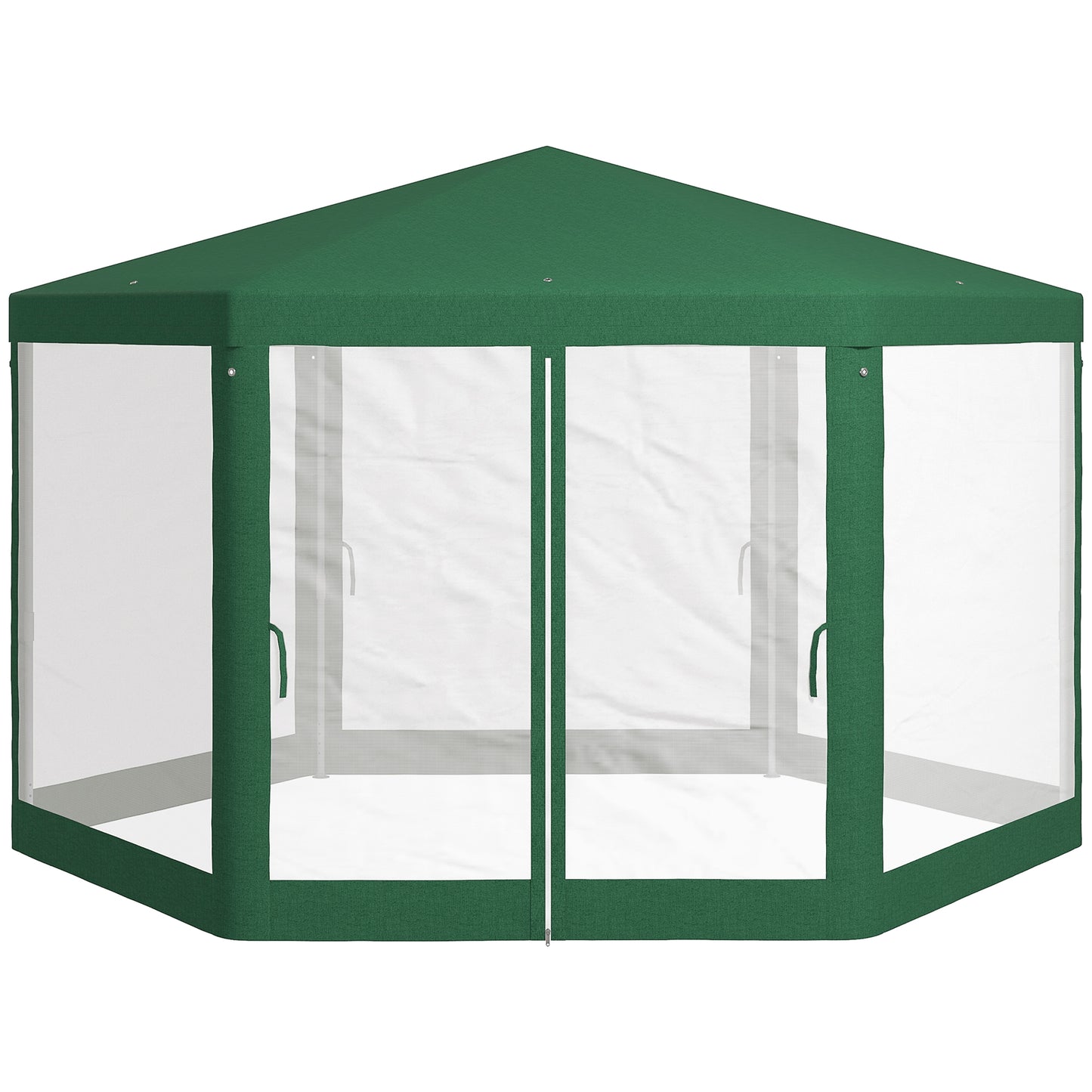 Hexagon Outdoor Party Tent with Mesh Sidewalls - Green