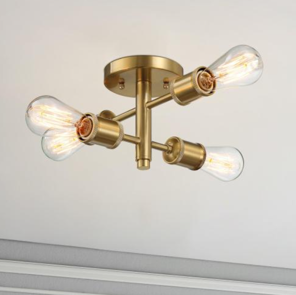 Semi Flush Mount Ceiling Light Fixture - 4 Light Vintage Pendant for Hallway Kitchen Bedroom