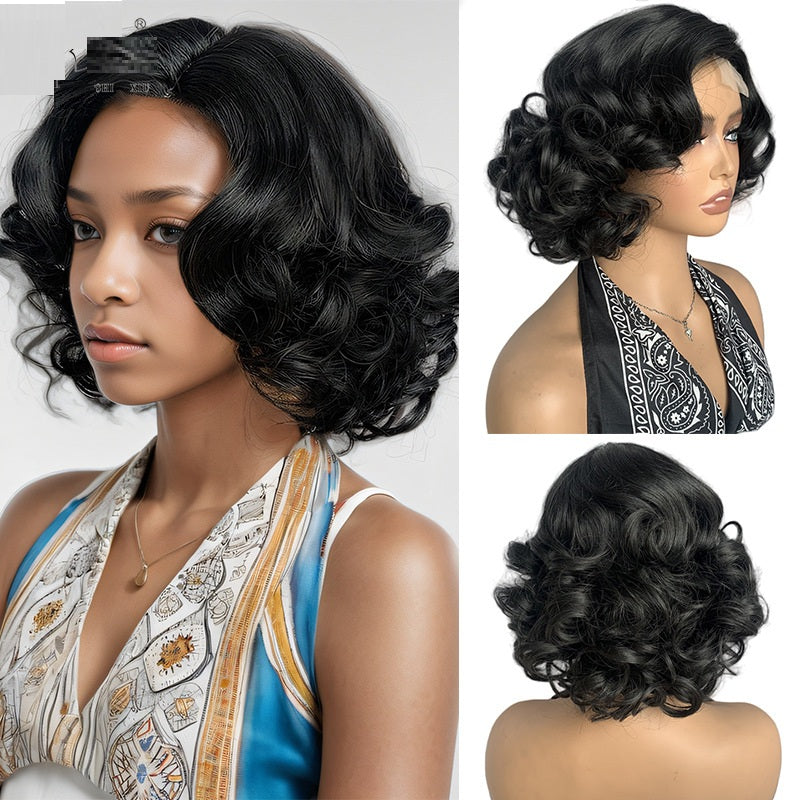 Big Wave Synthetic Wig for Women - Natural Black, 9 Inch, Seamless Lace Parting